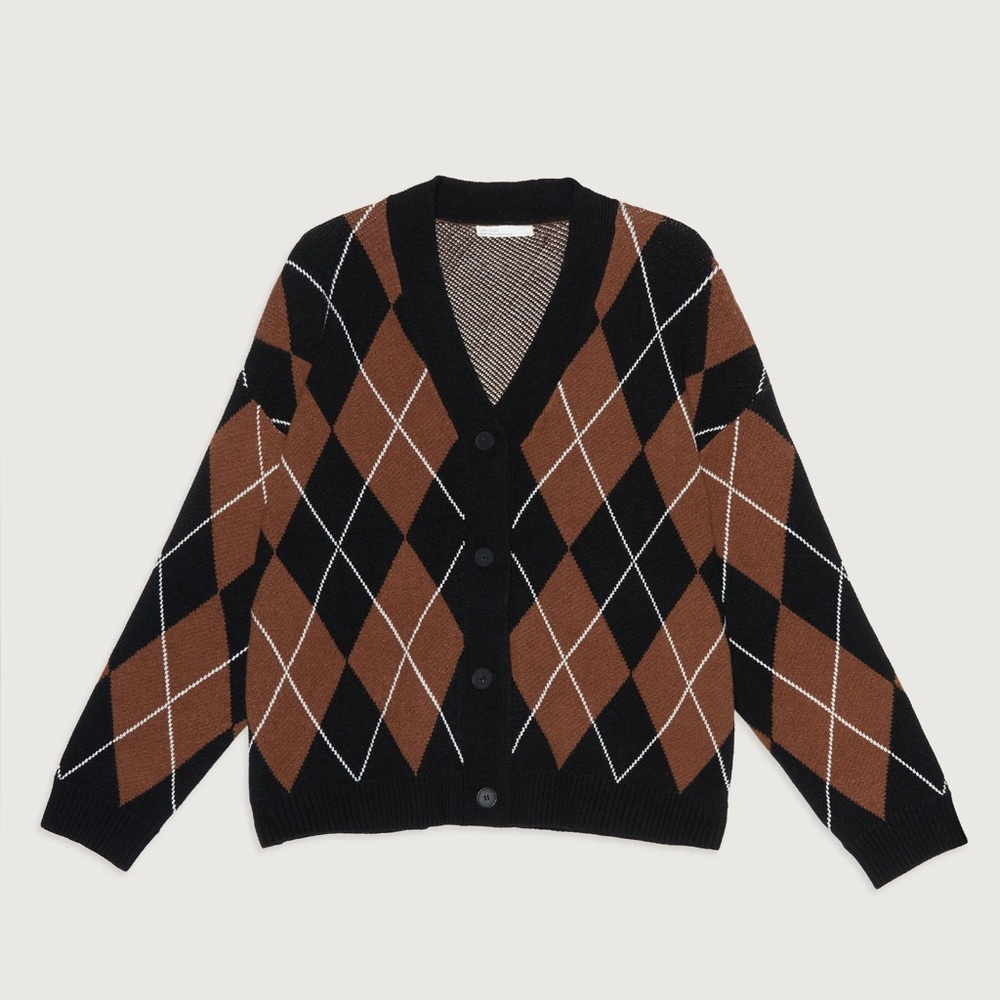 OAK + FORT Oversized Argyle Cardigan - Picture 9 of 14